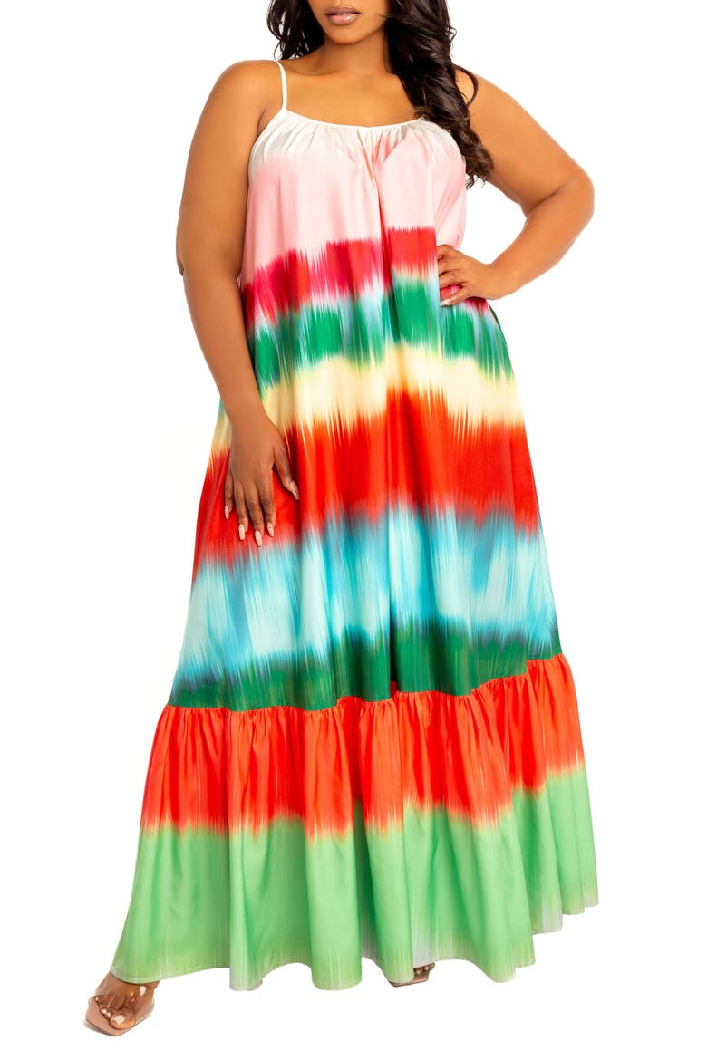 Gradient Stripe Maxi Dress, Main, color, ORANGE MULTI