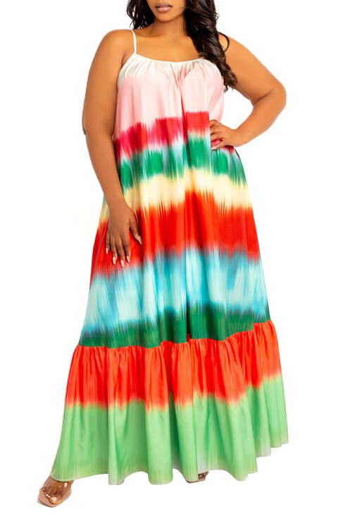 Gradient Stripe Maxi Dress (Plus)