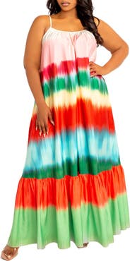 BUXOM COUTURE Gradient Stripe Maxi Dress