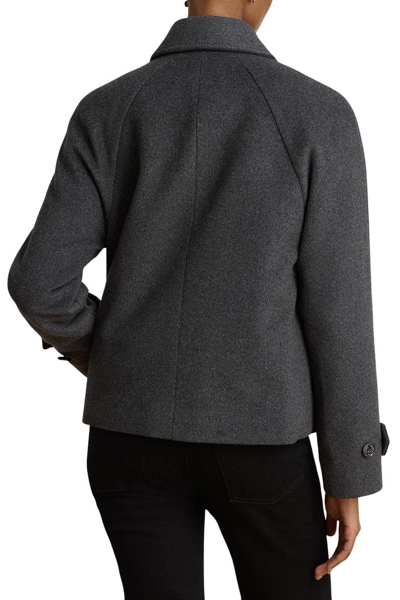 Double Breasted Cropped Wool Blend Coat, Alternate, color, MED HEATHER GREY