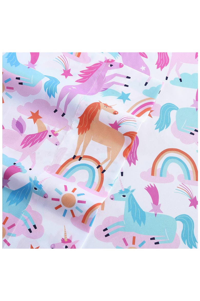 Unicorn Print Microfiber Sheet Set, Alternate, color, BRIGHT PINK