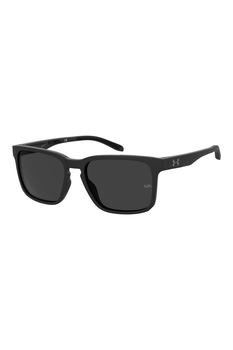 57mm Rectangular Sunglasses, Alternate, color, MATTE BLACK/ GREY