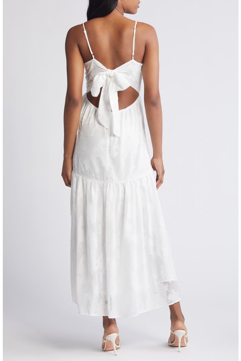 Jacquard Bow Back Cutout Maxi Dress, Alternate, color, WHITE