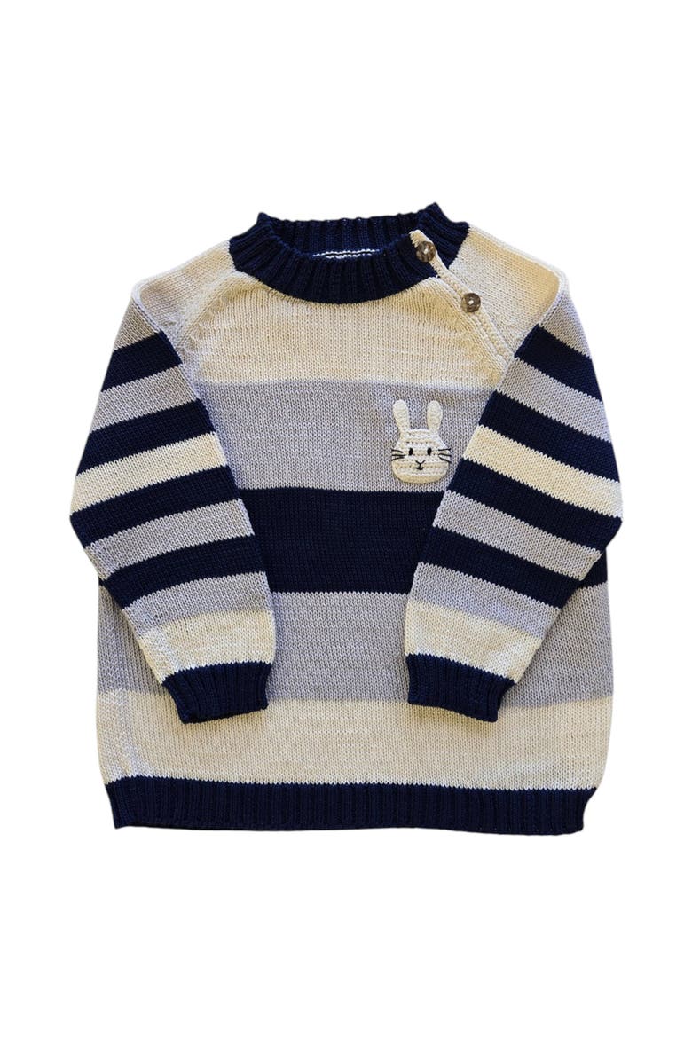 Bunny Striped Sweater, Main, color, Ivory