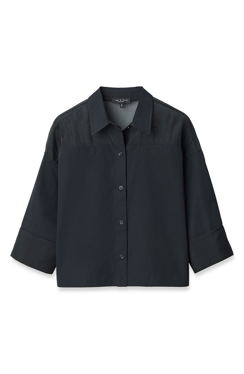 rag & bone Elly Crop Button-Up Shirt, Alternate, color, Black