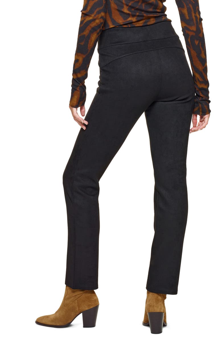 Hue High Waist Faux Suede Straight Leg Pants, Alternate, color,