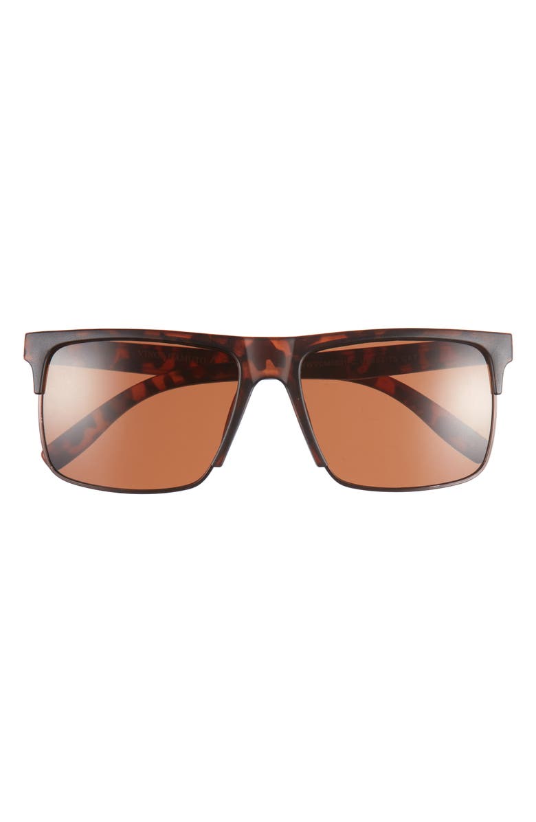 Vince Camuto Square Half Frame Sunglasses, Main, color, Tortoise
