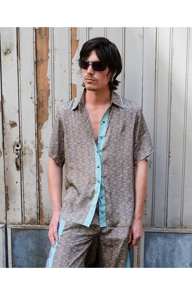 Monzlapur Paisley Motif Short Sleeve Shirt, Alternate, color, Mint