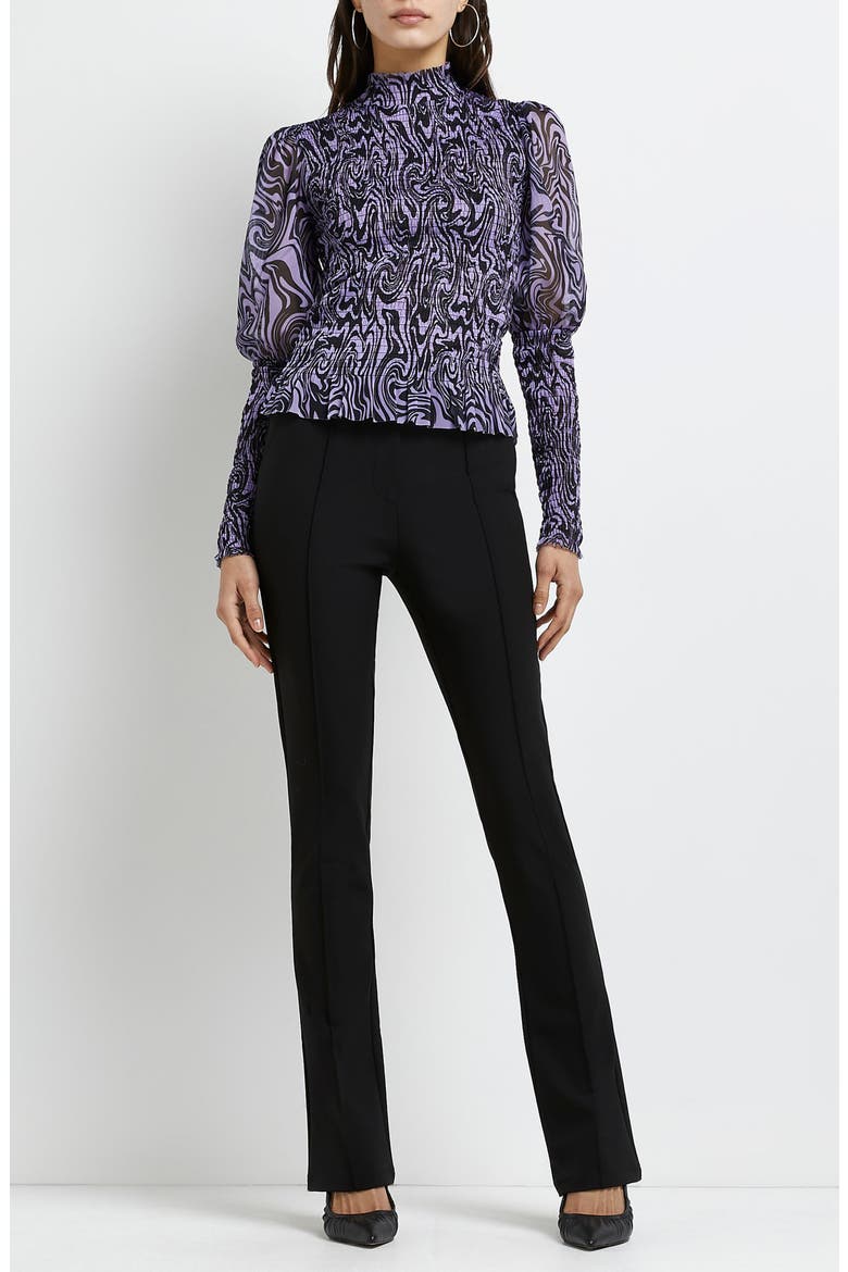 Shirred Long Sleeve Top, Alternate, color, MEDIUM PURPLE
