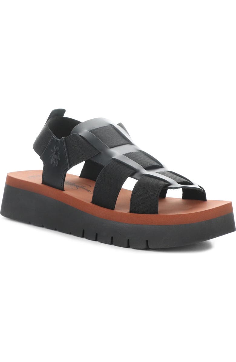 Fly London Samb Platform Wedge Sandal, Main, color, 000 Black/ Brick