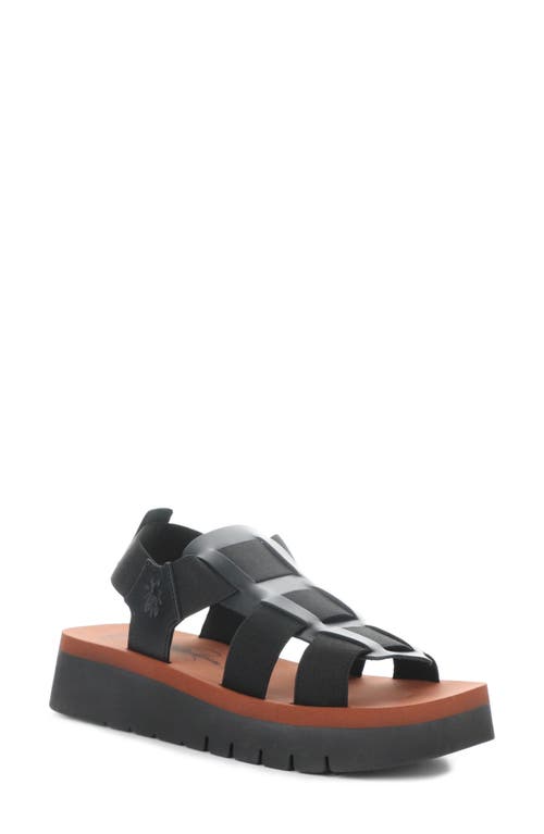 Fly London Samb Platform Wedge Sandal In 000 Black/brick