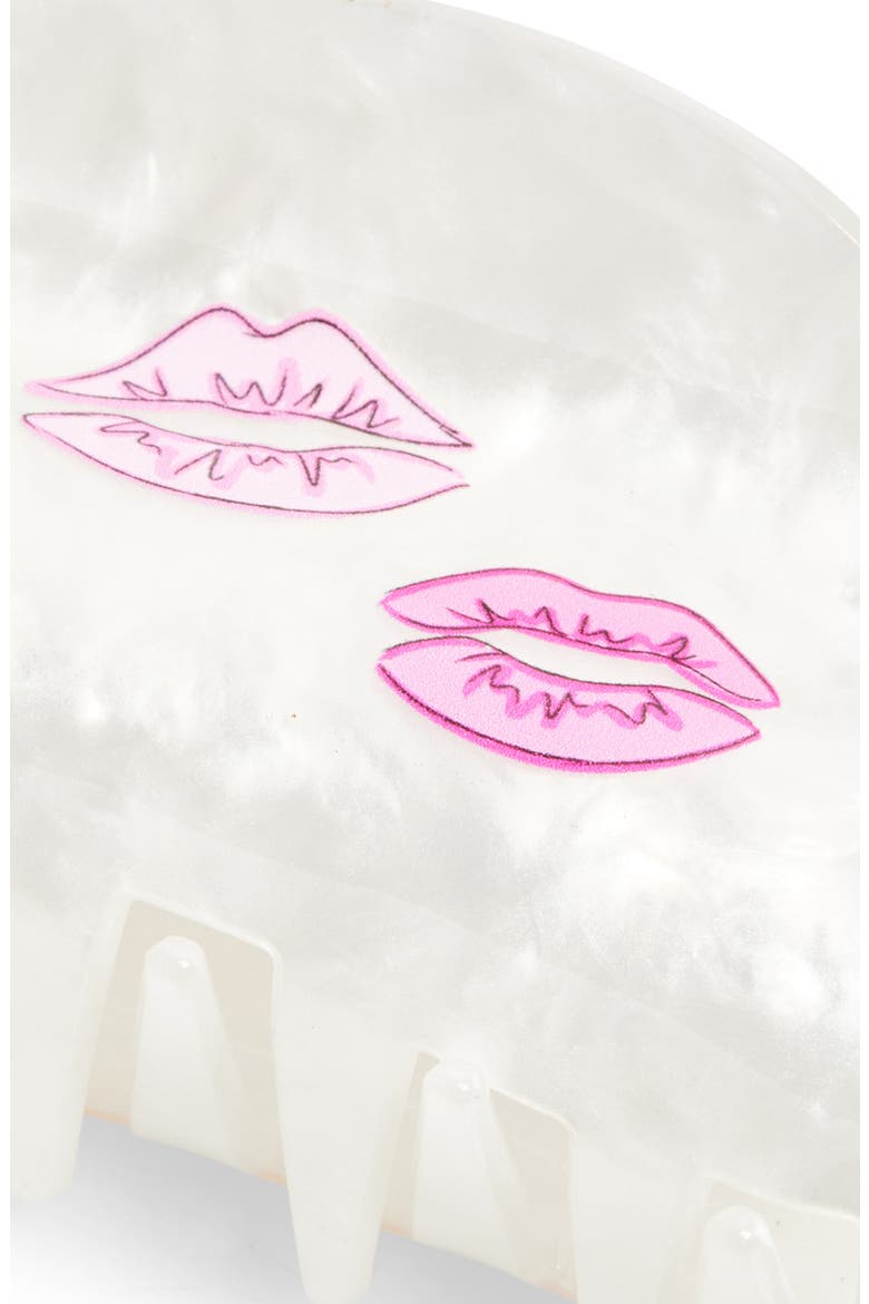 Kisses Claw Clip, Alternate, color, WHITE/ PINK