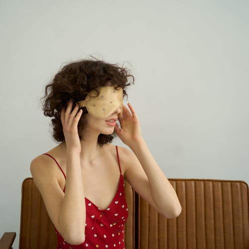 Lost Pattern Nyc Silk Sleep Eye Mask In Gold