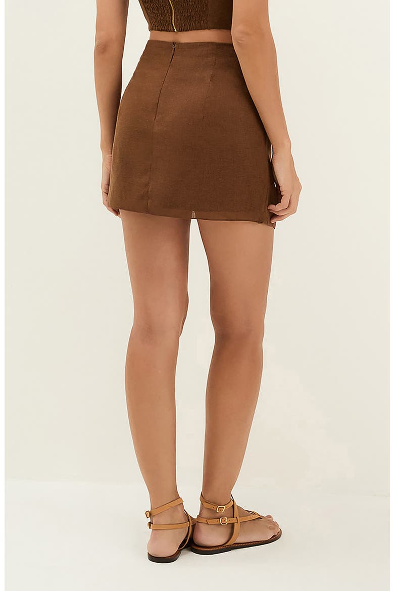 Luna Linen Blend Cover-Up Miniskirt, Alternate, color, BROWN