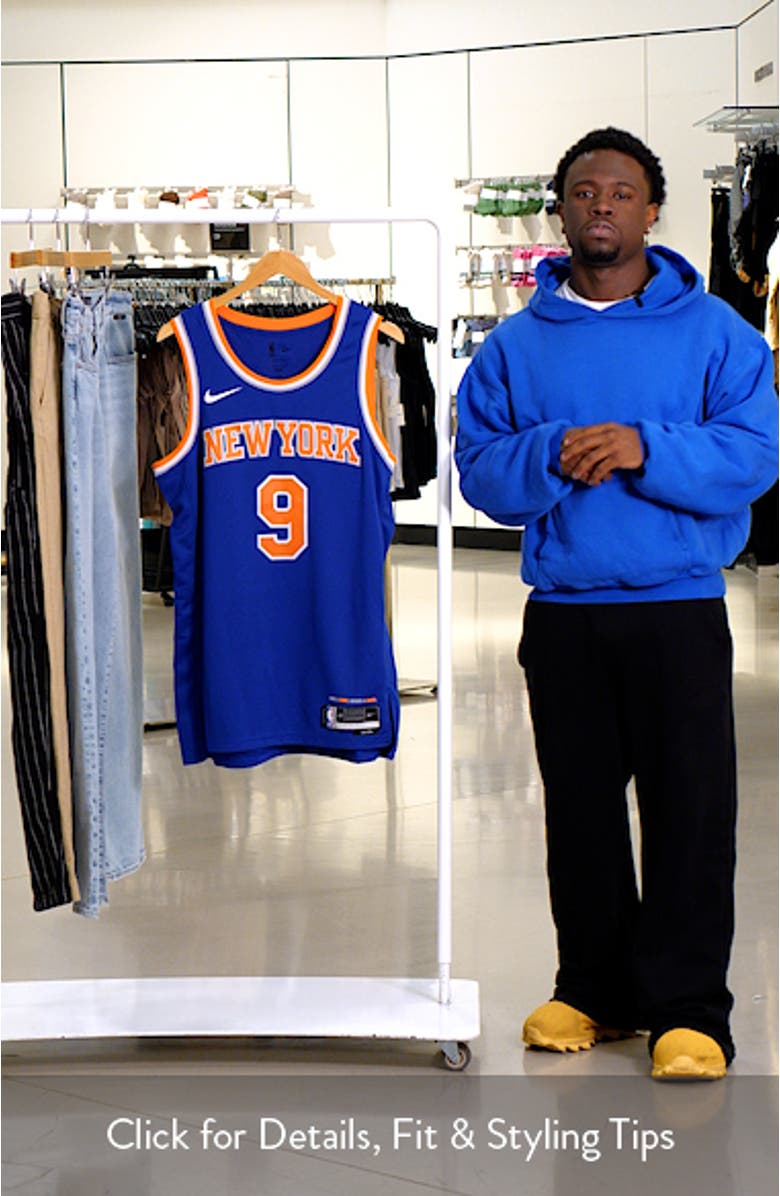 Unisex Nike RJ Barrett Blue New York Knicks Swingman Jersey - Icon Edition, sales video thumbnail