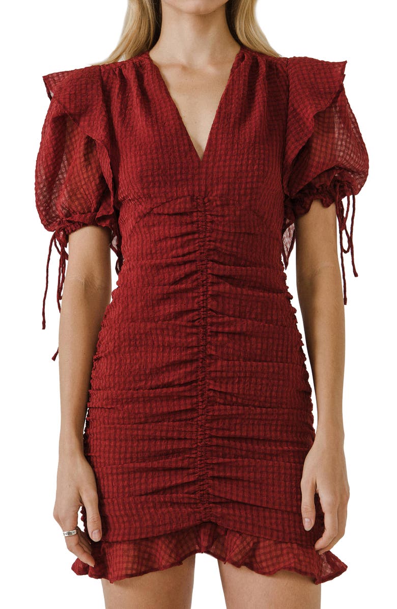 Endless Rose Puff Sleeve Ruched Minidress, Alternate, color, 