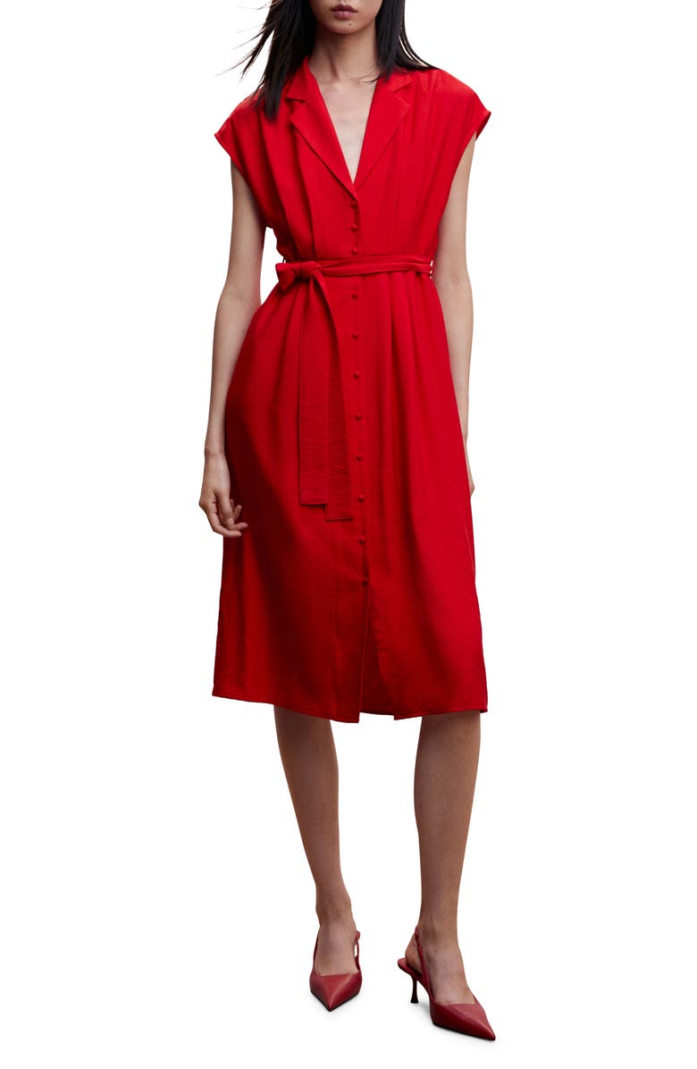 MANGO Tie Waist Shirtdress, Main, color,