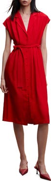 MANGO Tie Waist Shirtdress