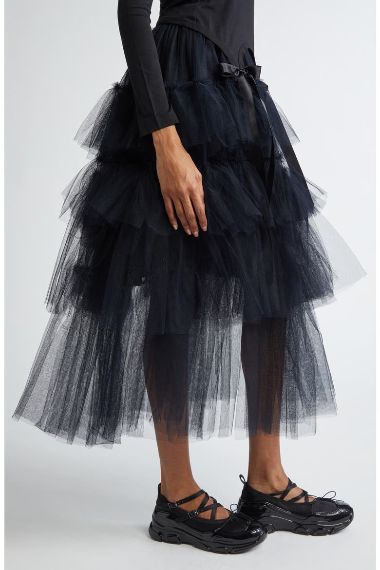 Tiered Tulle Tutu Midi Skirt, Alternate, color, BLACK