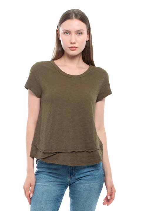 Short Sleeve Mock Layer Tee