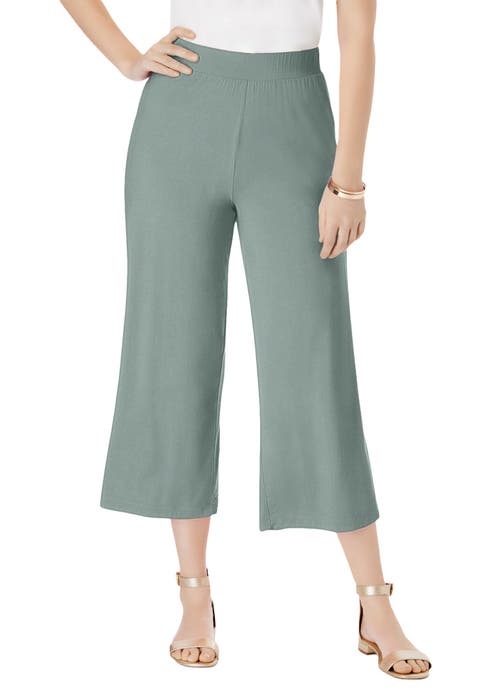 Everyday Stretch Knit Wide Leg Crop Pant (Plus)