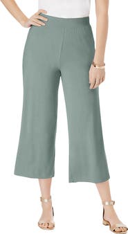 Jessica London Everyday Stretch Knit Wide Leg Crop Pant