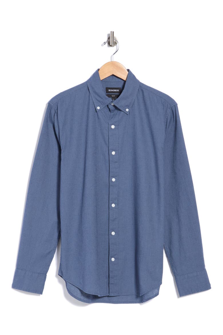 Slim Fit Cotton & Linen Blend Long Sleeve Button-Down Shirt, Alternate, color, VINTAGE INDIGO