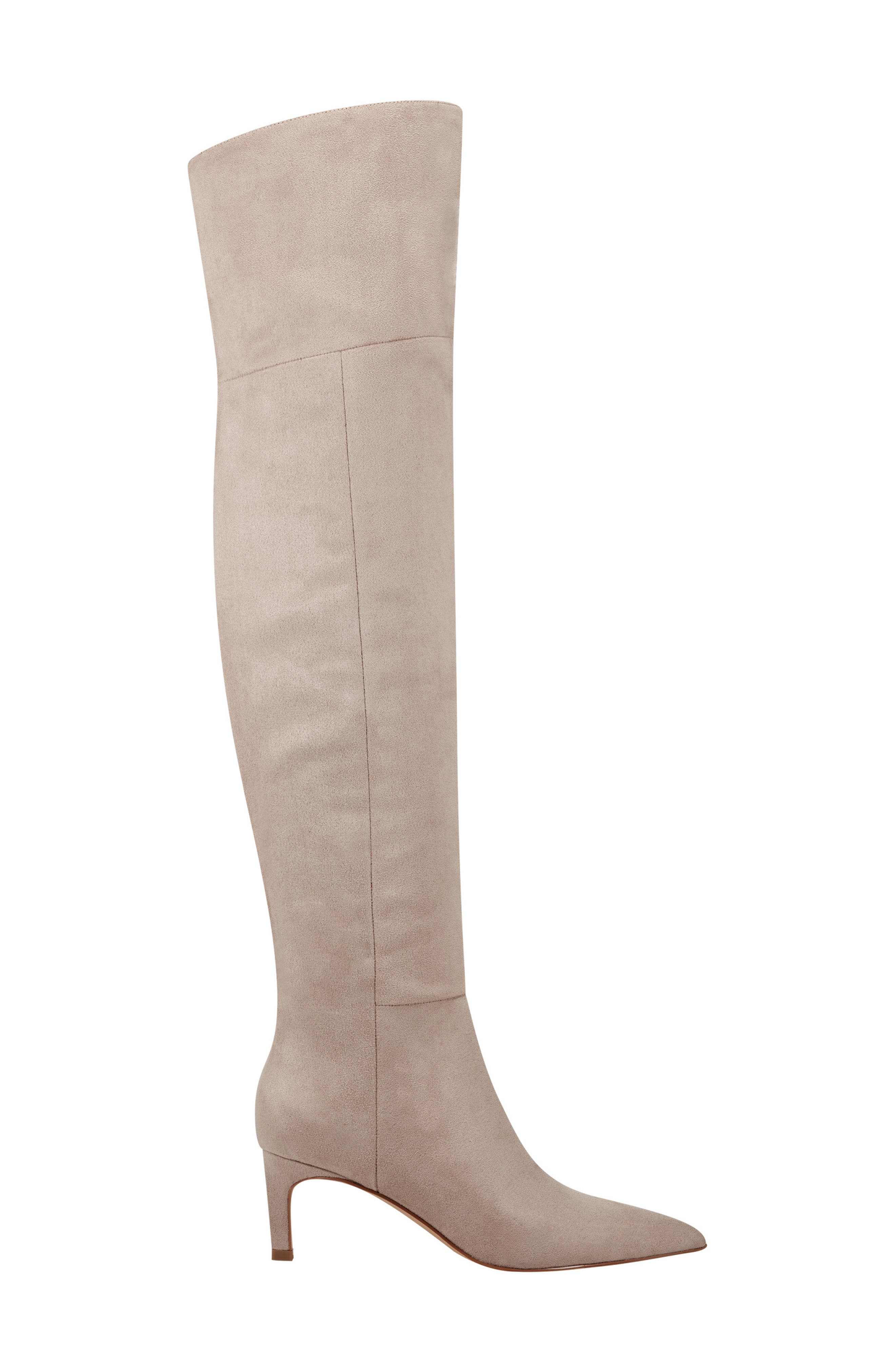 Qulie Pointed Toe Over the Knee Boot, Alternate, color, TAUPE