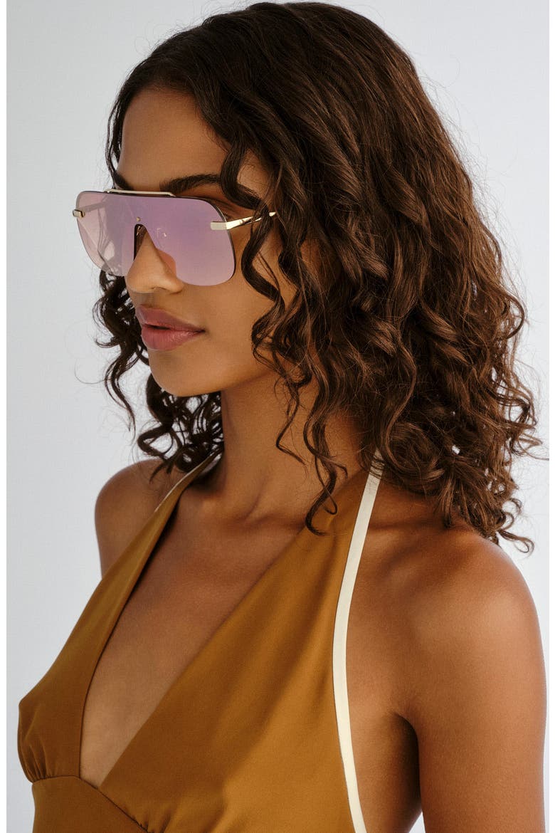 Venatici 137mm Aviator Sunglasses, Alternate, color, GOLD / ROSE GRAD MIRROR