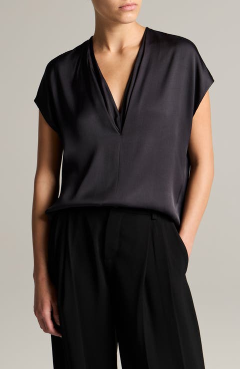V-Neck Cap Sleeve Top