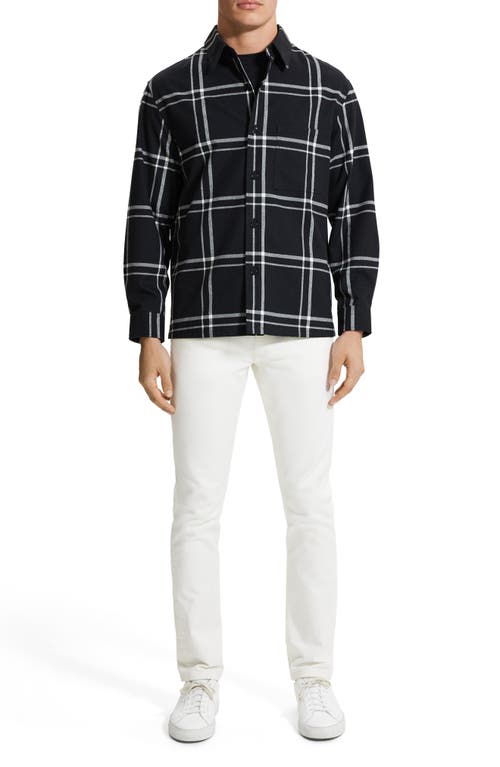 Theory Clyfford Waren Windowpane Shirt Jacket In Black