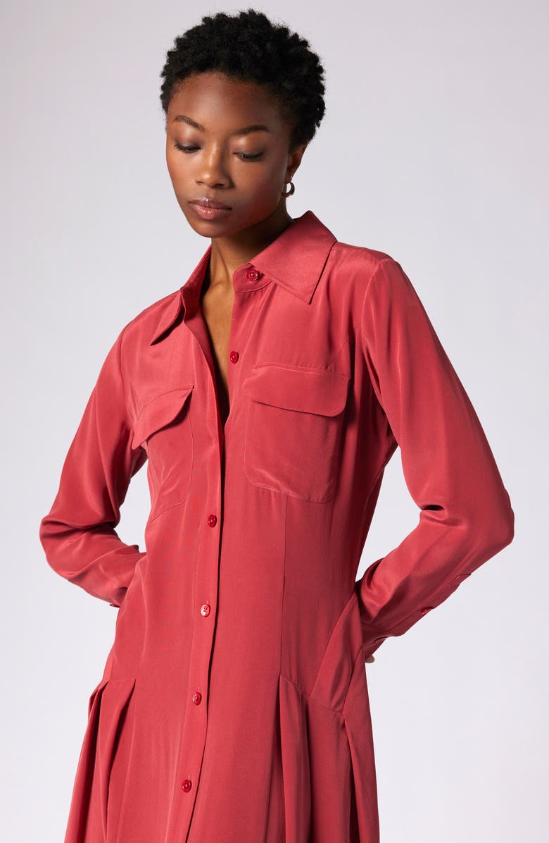 Equipment Natacha Cutout Long Sleeve Silk Shirtdress, Alternate, color, 