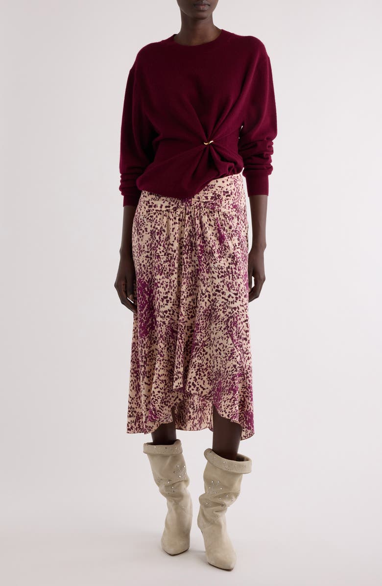 Isabel Marant Olena Stretch Silk Midi Skirt, Alternate, color,