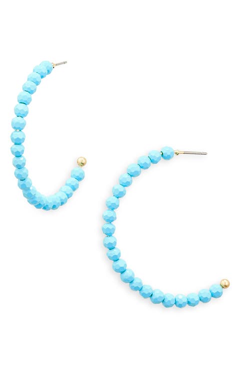 Faceted Glass Bead Hoop Earrings