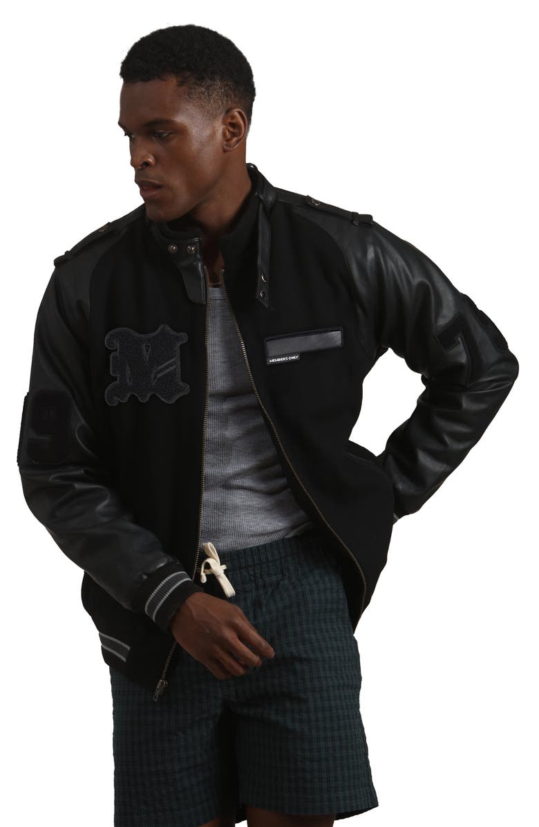 Members Only Men's Varsity Jacket, Alternate, color, Black