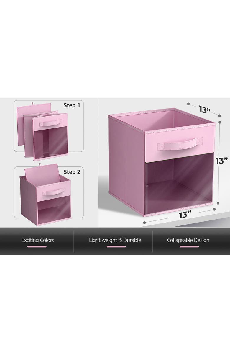 SORBUS 6-Pack Window Collapsible Storage Bins, Alternate, color, Pastel Colors