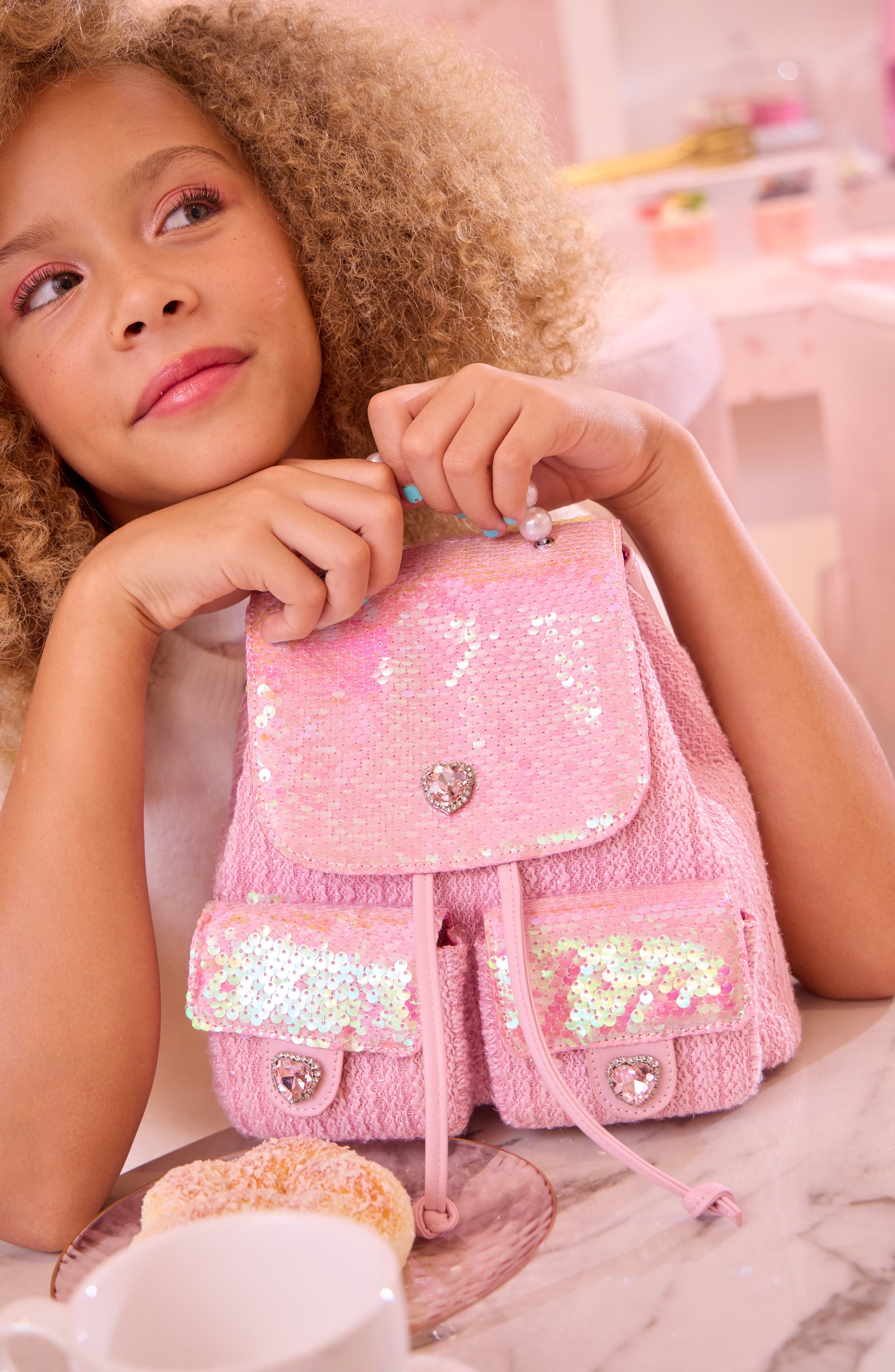 OMG Accessories Kids' Mini Heart Sequin Backpack, Alternate, color, 