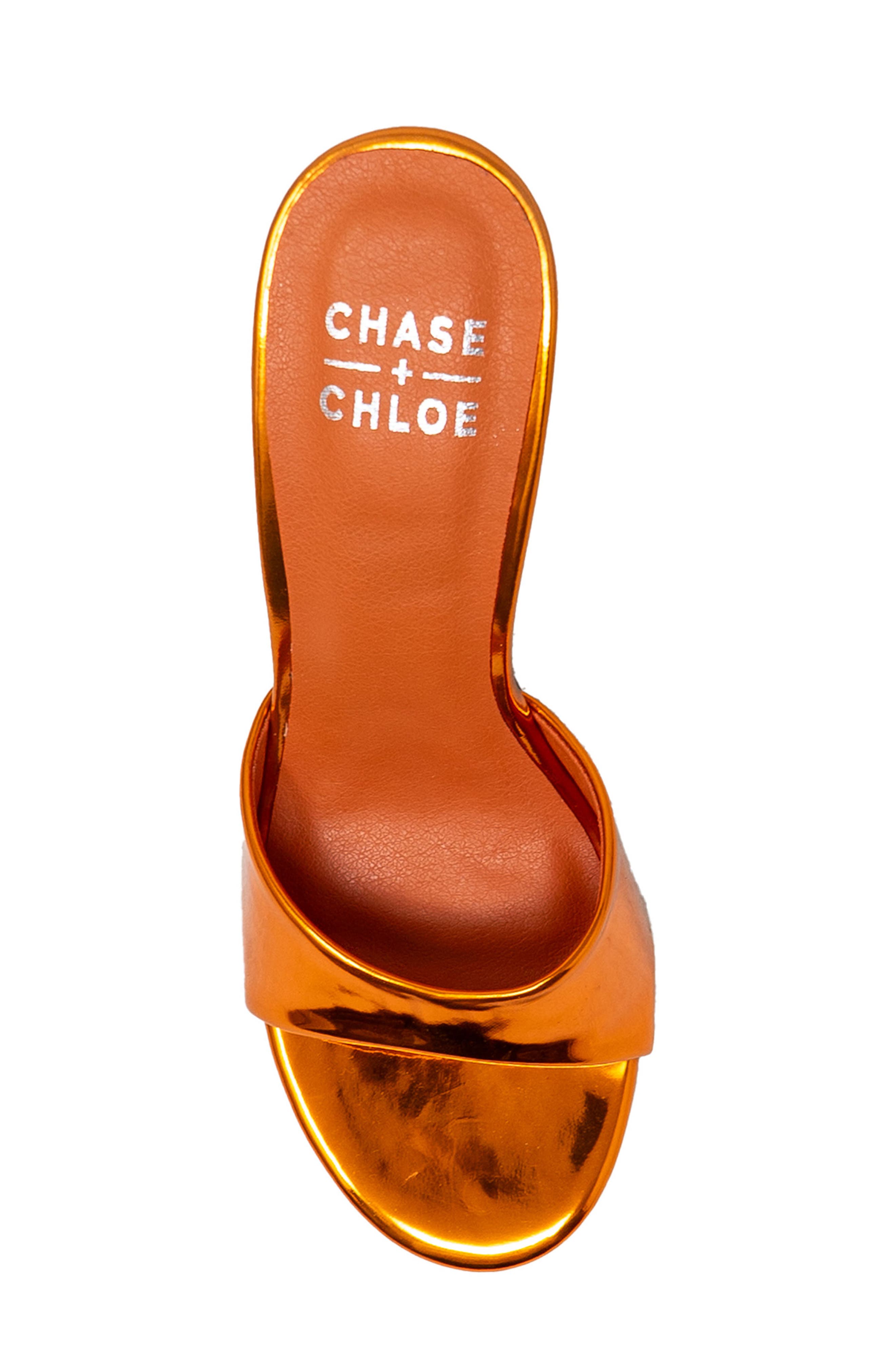 CHASE AND CHLOE Slide Stiletto Sandal, Alternate, color, Orange Mirror