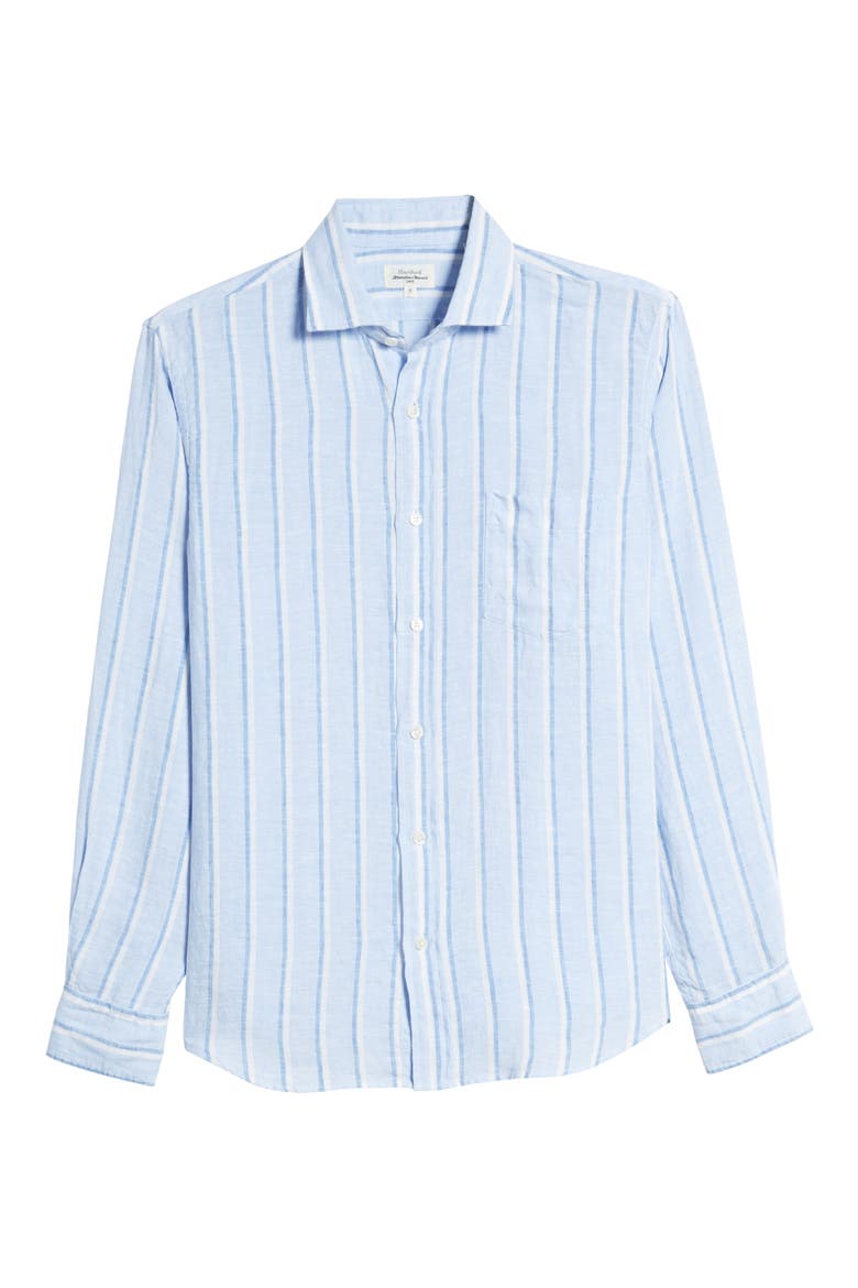 Paul Regular Fit Stripe Linen Button-Up Shirt, Alternate, color, WHITE & BLUE STRIPE