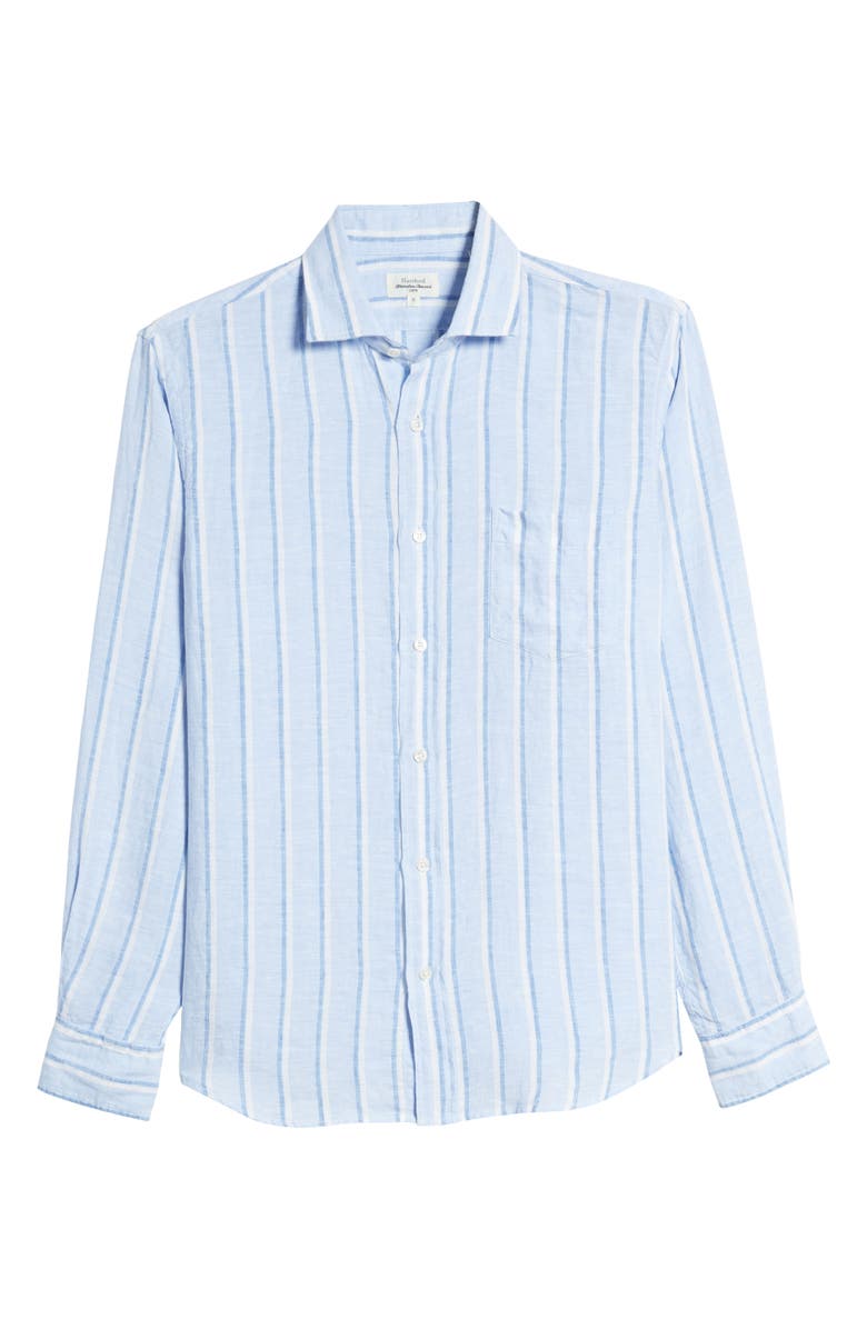 Hartford Paul Regular Fit Stripe Linen Button-Up Shirt, Alternate, color,