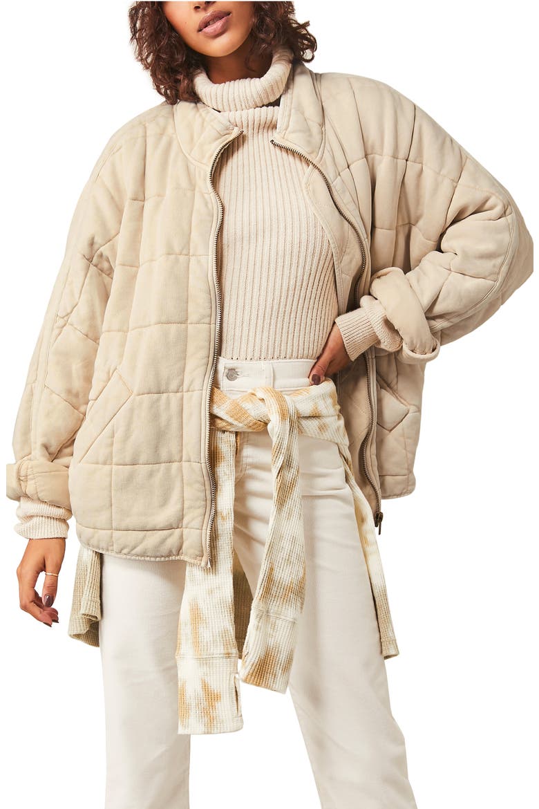 We the Free Dolman Sleeve Quilted Jacket, Main, color, VANILLA CREME