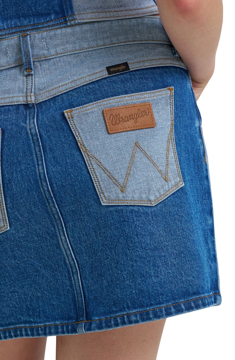 Wrangler Two-Tone Western Denim Miniskirt, Alternate, color, 