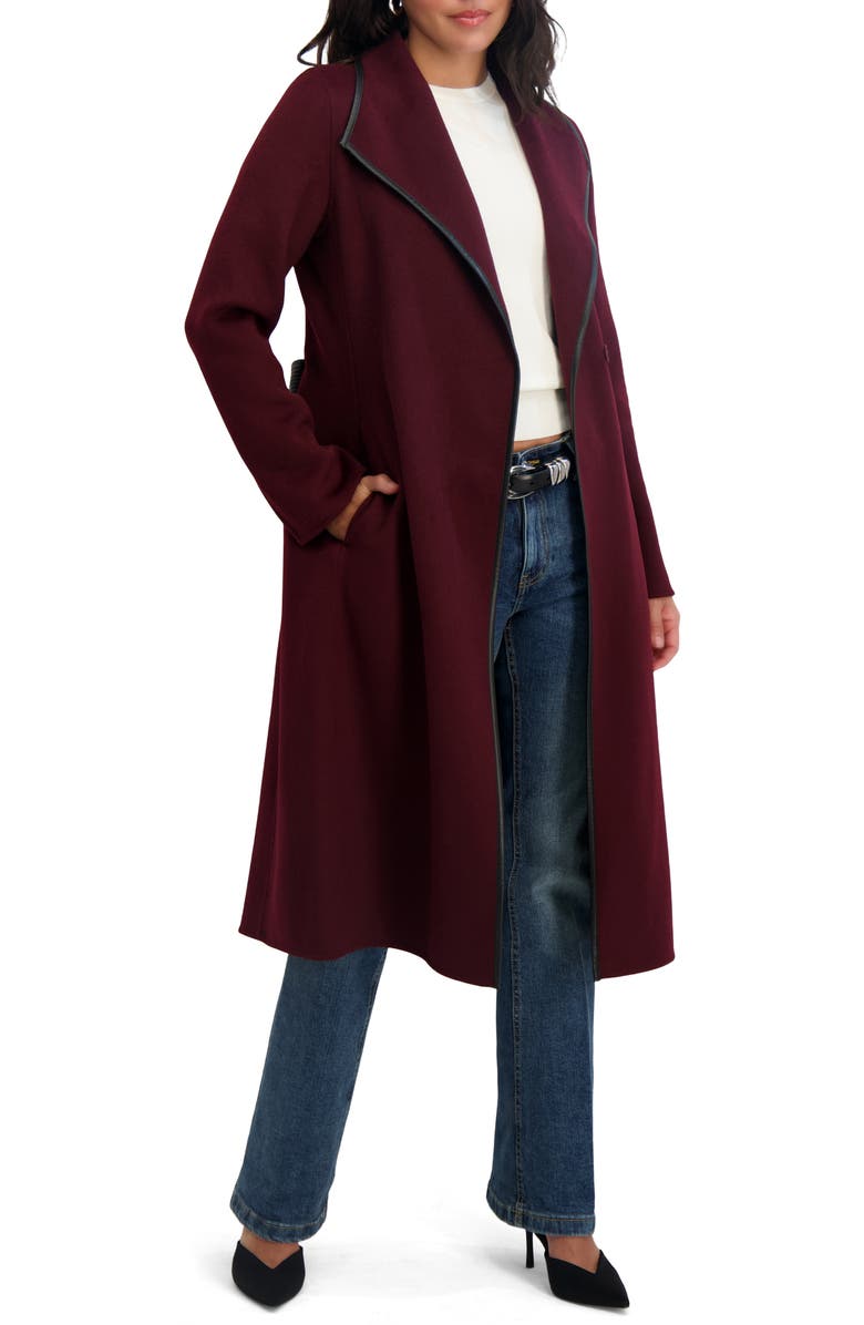 Tahari Juliette Wool Blend Coat, Alternate, color, Cherry