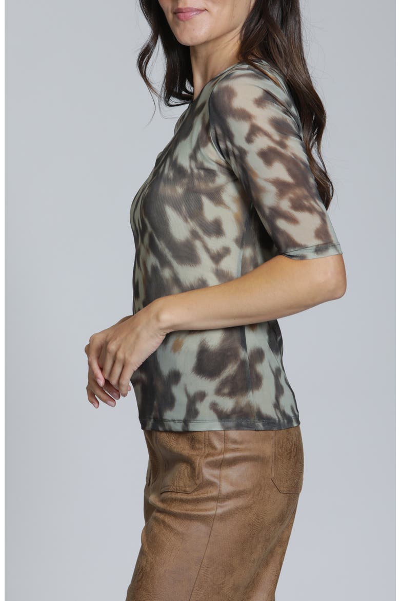 Animal Print Mesh Top, Alternate, color, BROWN MULTI