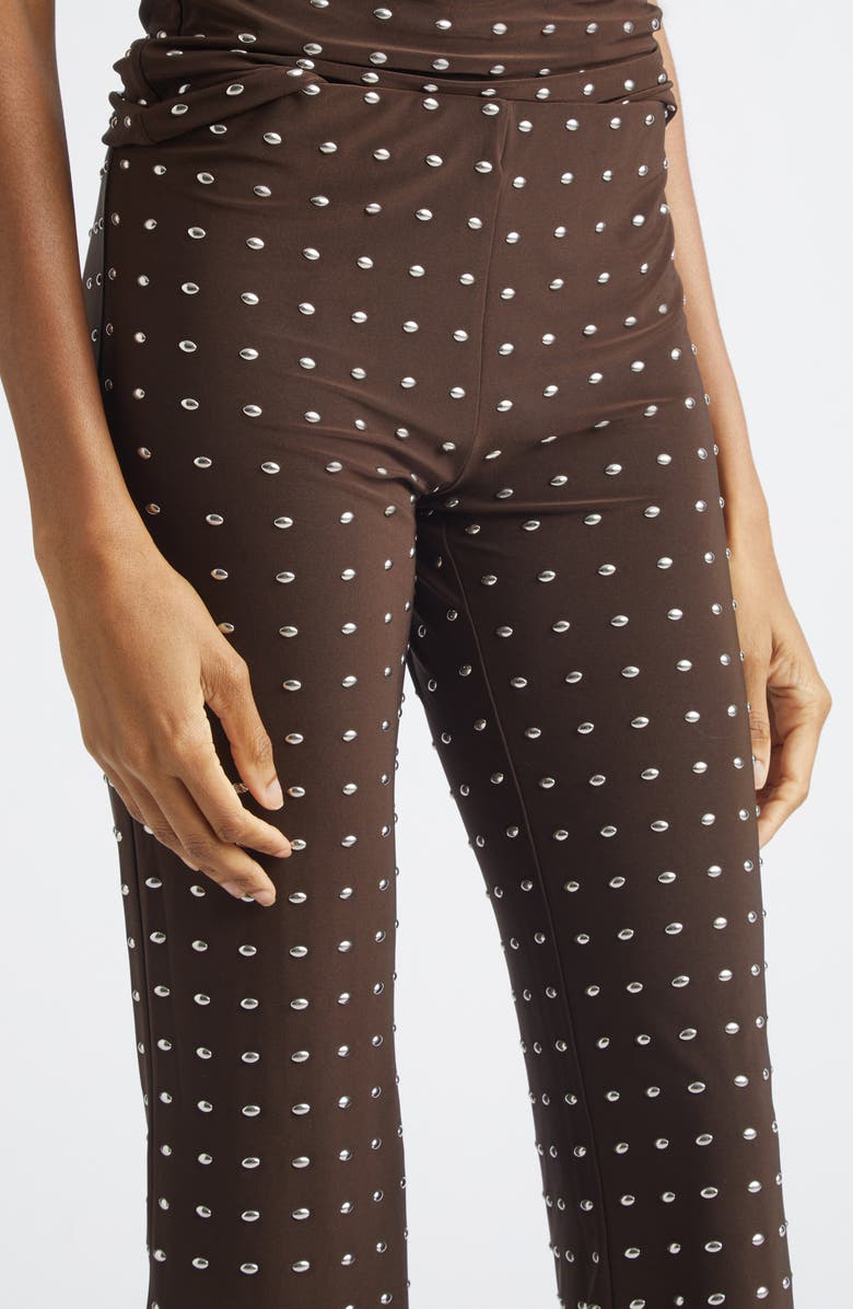 Siedrés Gianna Lace Overlay Studded Jersey Capri Pants, Alternate, color, Brown