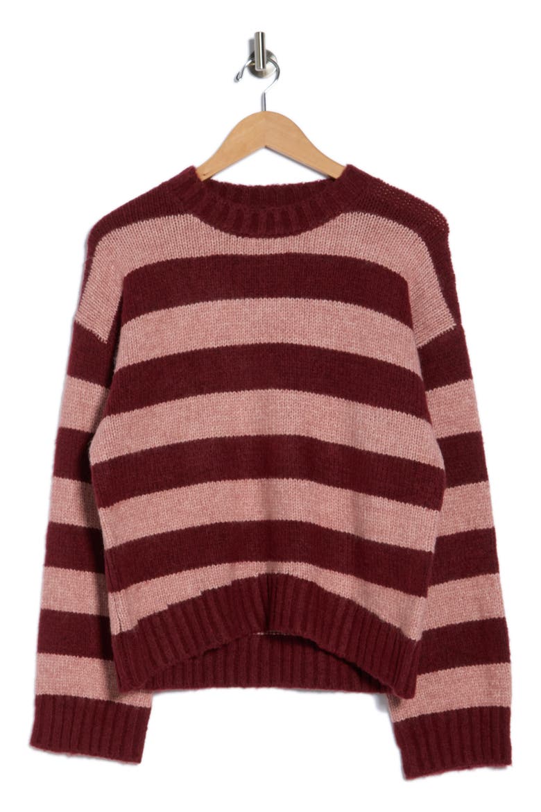 Mossy Stripe Sweater, Alternate, color, OXBLOOD COMBO