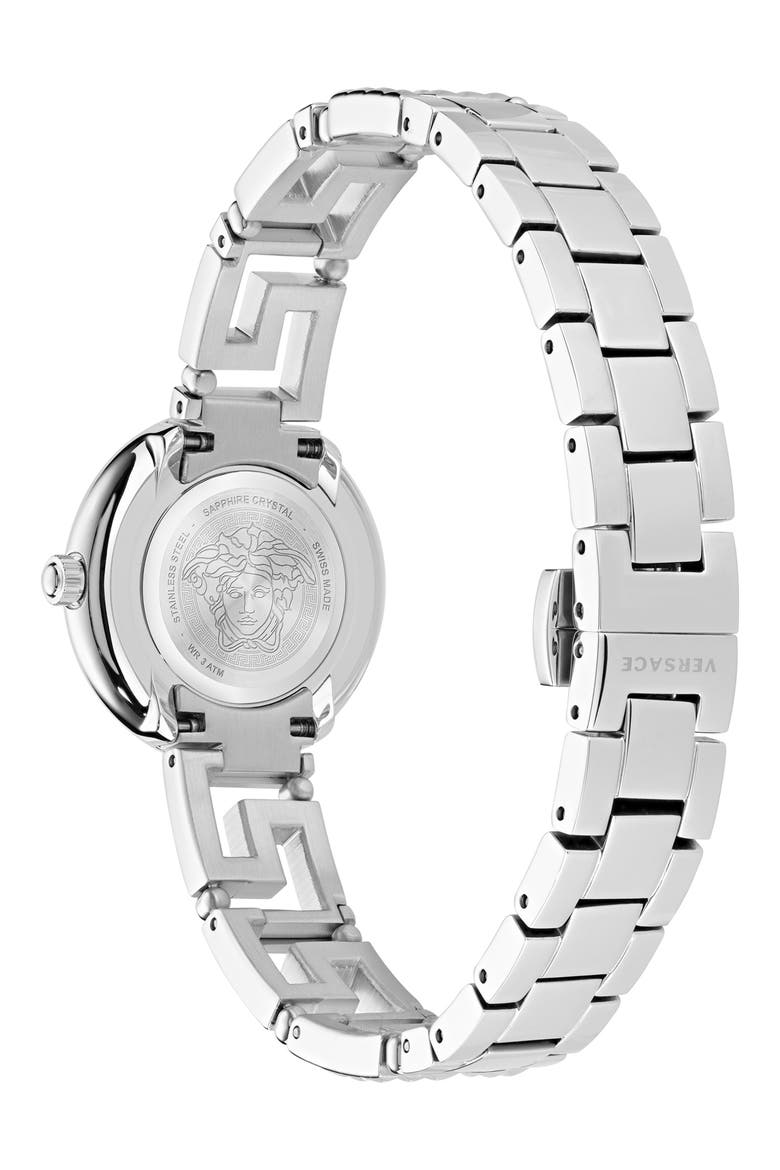 Greca Goddess Bracelet Watch, 28mm, Alternate, color, STAINLESS STEEL
