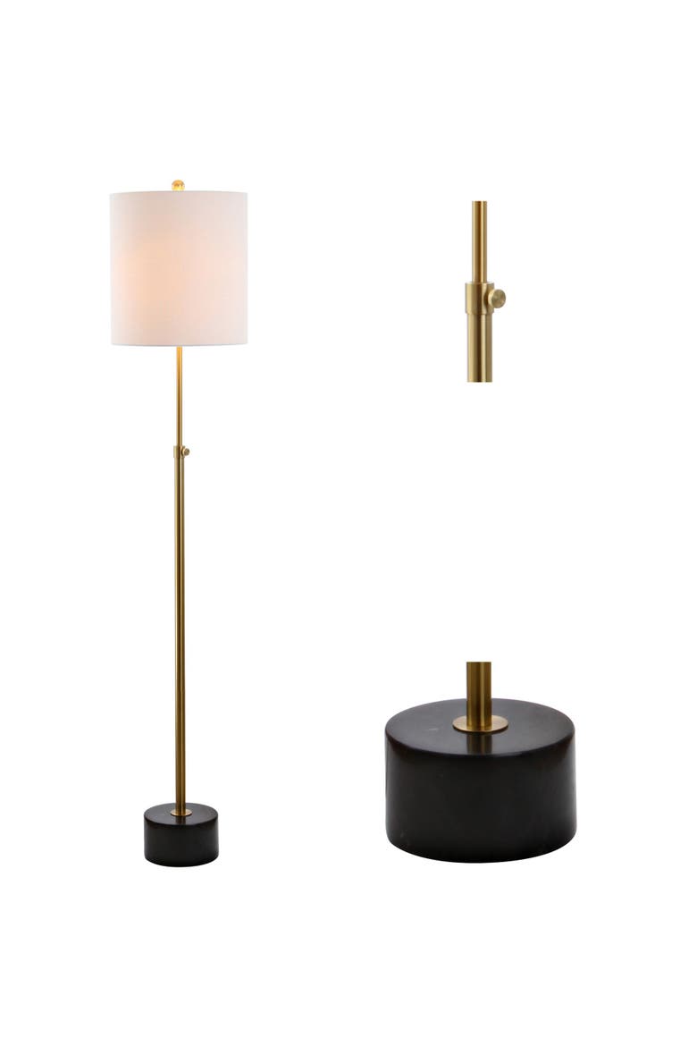 Crosby 66" Adjustable Height Metal LED Floor Lamp, Brass/Black Marble, Main, color, Brass Gold/Black