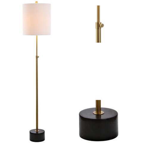 Crosby 66" Adjustable Height Metal LED Floor Lamp, Brass/Black Marble