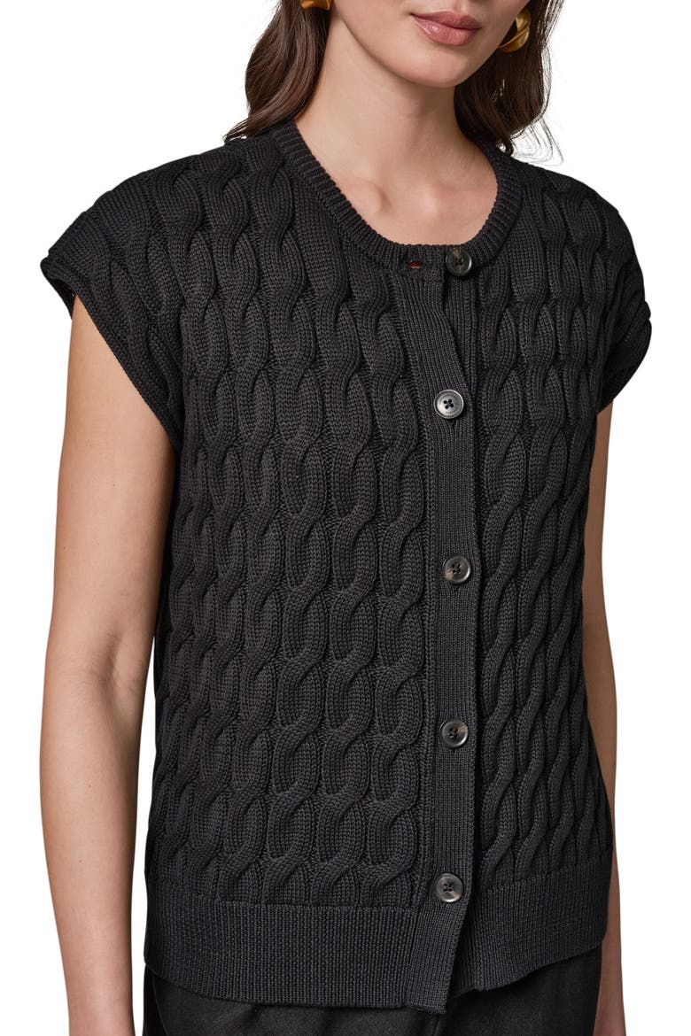 Extended Shoulder Cable Cardigan, Alternate, color, BLACK